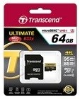 Карта памяти MicroSD  64GB  Transcend Сlass 10 UHS-I U3 (95/85 Mb/s)+ SD адаптер