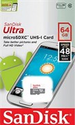 Карта памяти MicroSD  64GB  SanDisk Class 10 Ultra Android UHS-I (48 Mb/s) без адаптера