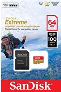 Карта памяти MicroSD  128GB  SanDisk Class 10 Extreme Action Cameras UHS-I  (100 Mb/s) + SD адаптер