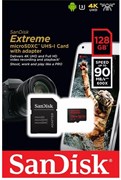 Карта памяти MicroSD  128GB  SanDisk Class 10 Extreme Action Sport Cameras UHS-I (90 Mb/s) + SD адаптер