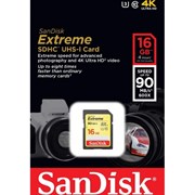 Карта памяти SDHC  16GB  SanDisk Class10 Extreme UHS-I U3 (90 Mb/s)