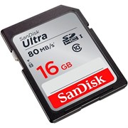 Карта памяти SDHC  16GB  SanDisk Class10 Ultra UHS-I  (80 Mb/s)