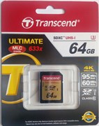 Карта памяти SDXC  64GB  Transcend Class 10 UHS-I U3 (95/60 Mb/s)