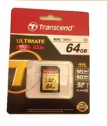 Карта памяти SDXC  64GB  Transcend Class 10 UHS-Il U3