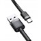 Кабель Baseus cafule  Cable USB For Type-C 2A 2M Gray+Black (CATKLF-CG1) - фото 16086