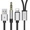 AUX Lightning, USB кабель Baseus L34 Apple to 3.5mm & USB Charging Audio Cable, Серебро (CALL34-0S) - фото 16979