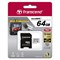 Карта памяти MicroSD  64GB  Transcend Class 10 + SD адаптер, MLC - фото 9745